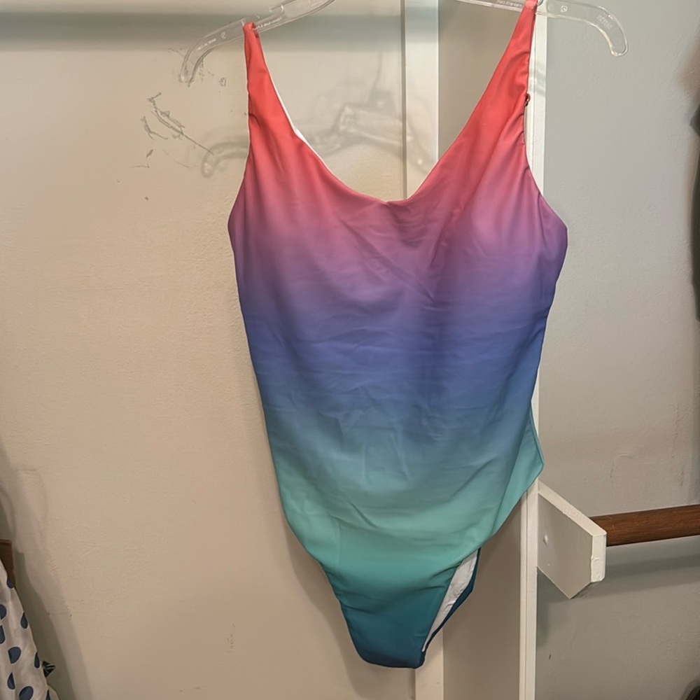 Beach Riot Ombre One-Piece Swimsuit in Coral, Purple, Teal